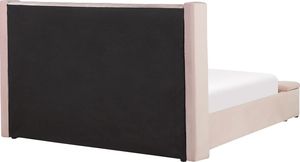 Beliani Łóżko welurowe z ławką 180 x 200 cm pastelowy róż NOYERS 6