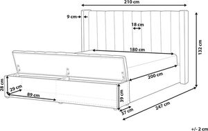 Beliani Łóżko welurowe z ławką 180 x 200 cm pastelowy róż NOYERS 9