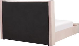 Beliani Łóżko welurowe z ławką 160 x 200 cm pastelowy róż NOYERS 5