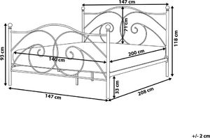 Beliani Łóżko metalowe 140 x 200 cm czarne DINARD 8