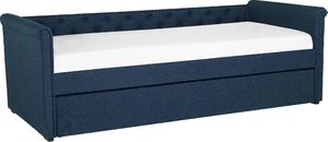 Beliani Łóżko wysuwane tapicerowane 80 x 200 cm niebieskie LIBOURNE 2
