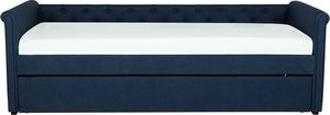 Beliani Łóżko wysuwane tapicerowane 80 x 200 cm niebieskie LIBOURNE 4