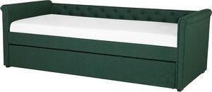 Beliani Łóżko wysuwane tapicerowane 80 x 200 cm zielone LIBOURNE 2