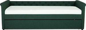 Beliani Łóżko wysuwane tapicerowane 80 x 200 cm zielone LIBOURNE 3