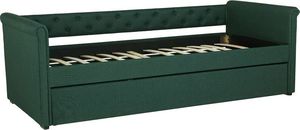 Beliani Łóżko wysuwane tapicerowane 80 x 200 cm zielone LIBOURNE 5