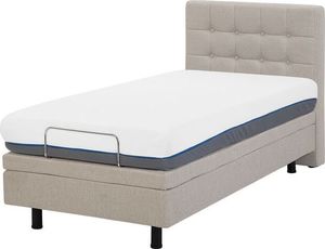 Beliani Łóżko regulowane tapicerowane 80 x 200 cm beżowe DUKE 3