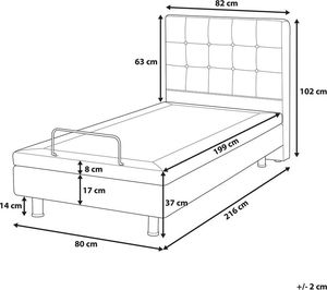 Beliani Łóżko regulowane tapicerowane 80 x 200 cm beżowe DUKE 8