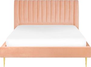 Beliani Łóżko welurowe 160 x 200 cm brzoskwiniowe MARVILLE 3