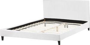 Beliani Łóżko welurowe 180 x 200 cm białe FITOU 3