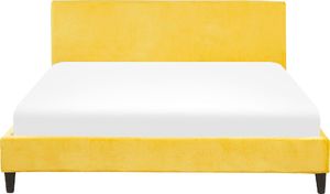Beliani Łóżko welurowe 160 x 200 cm żółte FITOU 2