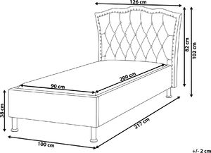 Beliani Łóżko tapicerowane 90 x 200 cm szare METZ 7