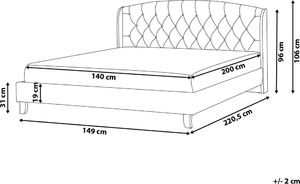 Beliani Łóżko tapicerowane 140 x 200 cm szare BORDEAUX 8