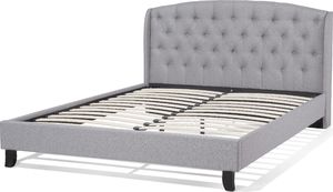 Beliani Łóżko tapicerowane 160 x 200 cm szare BORDEAUX 7