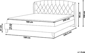 Beliani Łóżko tapicerowane 180 x 200 cm szare BORDEAUX 8