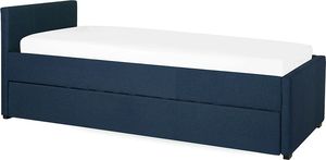 Beliani Łóżko wysuwane tapicerowane 80 x 200 cm niebieskie MARMANDE 2