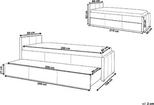 Beliani Łóżko wysuwane tapicerowane 80 x 200 cm niebieskie MARMANDE 8