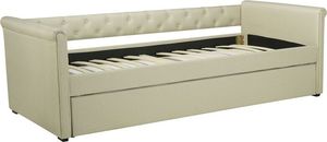 Beliani Łóżko wysuwane tapicerowane 80 x 200 cm beżowe LIBOURNE 5