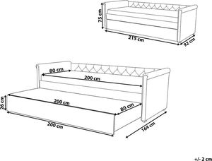 Beliani Łóżko wysuwane tapicerowane 80 x 200 cm beżowe LIBOURNE 8