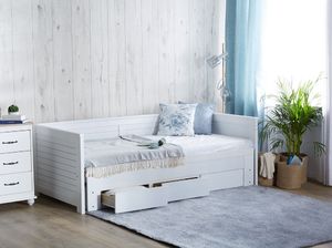 Beliani Łóżko wysuwane drewniane 90 x 200 cm białe CAHORS 2