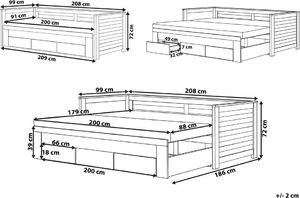 Beliani Łóżko wysuwane drewniane 90 x 200 cm białe CAHORS 9