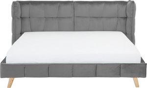 Beliani Łóżko welurowe 180 x 200 cm szare SENLIS 2
