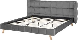 Beliani Łóżko welurowe 180 x 200 cm szare SENLIS 3