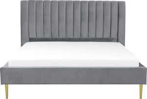 Beliani Łóżko welurowe 180 x 200 cm szare MARVILLE 2