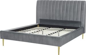 Beliani Łóżko welurowe 180 x 200 cm szare MARVILLE 4