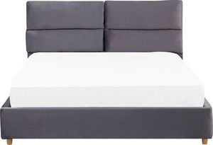 Beliani Łóżko z pojemnikiem welurowe 160 x 200 cm szare BATILLY 3