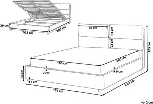 Beliani Łóżko z pojemnikiem welurowe 160 x 200 cm szare BATILLY 9