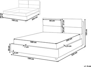 Beliani Łóżko z pojemnikiem welurowe 180 x 200 cm szare BATILLY 9