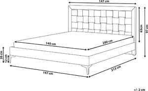 Beliani Łóżko welurowe 140 x 200 cm szare LIMOUX 9