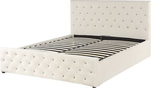 Beliani Łóżko z pojemnikiem welurowe 140 x 200 cm beżowe AMIENS 2