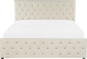 Beliani Łóżko z pojemnikiem welurowe 140 x 200 cm beżowe AMIENS 4