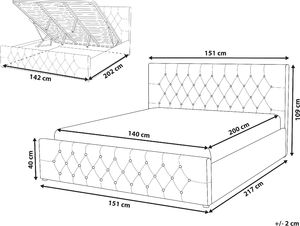 Beliani Łóżko z pojemnikiem welurowe 140 x 200 cm beżowe AMIENS 8