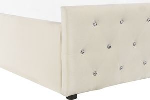 Beliani Łóżko z pojemnikiem welurowe 180 x 200 cm beżowe AMIENS 4