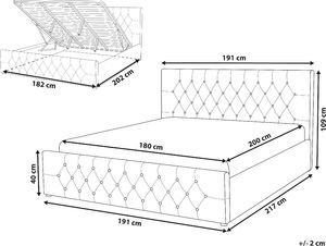 Beliani Łóżko z pojemnikiem welurowe 180 x 200 cm beżowe AMIENS 7
