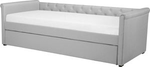 Beliani Łóżko wysuwane tapicerowane 80 x 200 cm jasnoszare LIBOURNE 2