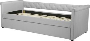 Beliani Łóżko wysuwane tapicerowane 80 x 200 cm jasnoszare LIBOURNE 5
