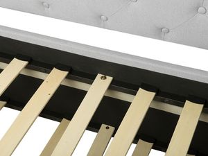 Beliani Łóżko wysuwane tapicerowane 80 x 200 cm jasnoszare LIBOURNE 6