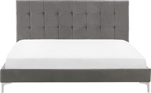 Beliani Łóżko welurowe 160 x 200 cm szare AMBERT 2