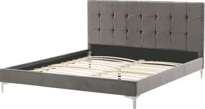 Beliani Łóżko welurowe 160 x 200 cm szare AMBERT 3