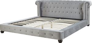 Beliani Łóżko welurowe 180 x 200 cm szare CAVAILLON 4