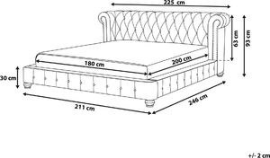 Beliani Łóżko welurowe 180 x 200 cm szare CAVAILLON 7