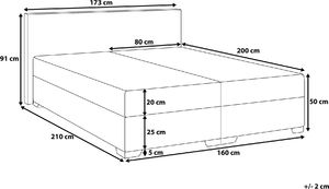 Beliani Łóżko kontynentalne 160 x 200 cm czarne PRESIDENT 7