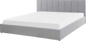 Beliani Łóżko z pojemnikiem tapicerowane 180 x 200 cm jasnoszare DREUX 2