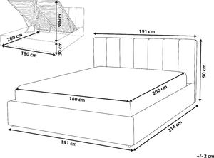 Beliani Łóżko z pojemnikiem tapicerowane 180 x 200 cm jasnoszare DREUX 8