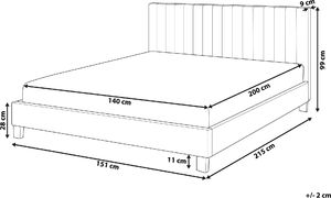 Beliani Łóżko tapicerowane 140 x 200 cm jasnoszare POITIERS 5