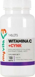 Proness Witamina C + Cynk Bioflawonoidy cytrusowe ekstrakt z dzikiej róży 100 tabletek MyVita Silver 1