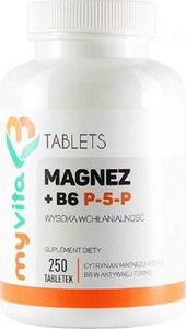 Proness Magnez cytrynian magnezu + B6 P-5-P w aktywnej formie 250 tabletek MyVita 1